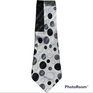 Black Silver Tie Geometric Pattern Classic Width